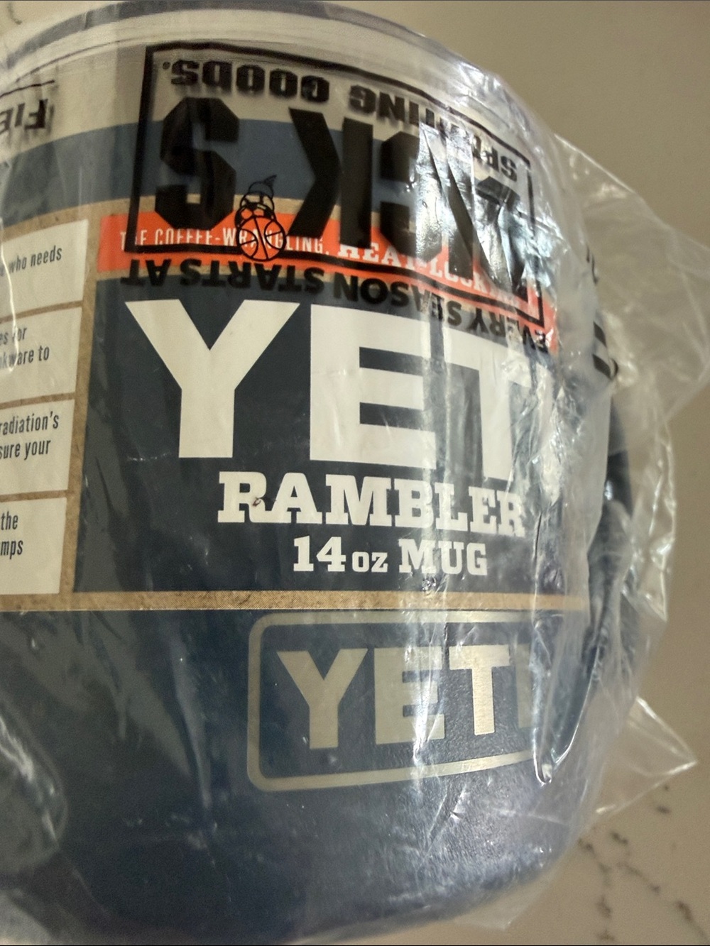 Yeti Rambler 14oz Mug — Navy Blue with Silver Logo- New in Sealed plastic wrap